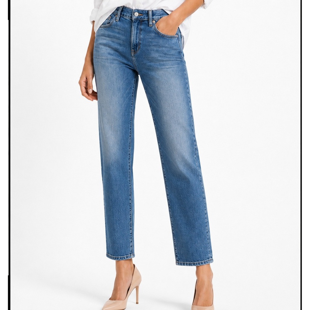 Eileen Fisher Organic Cotton Stretch Straight Leg Jeans Blue Medium Wash Size 8
